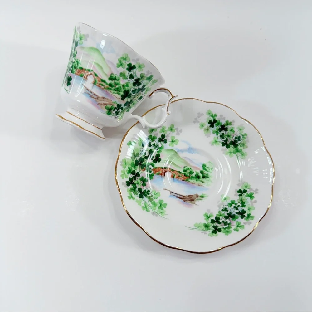 Royal Albert Teacup Cup & Saucer, Ancestral Series Ireland Emerald Isle Shamrock